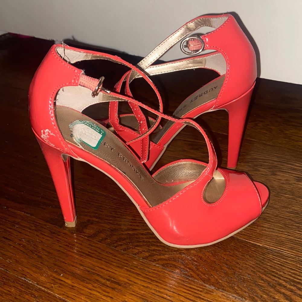 Strappy coral heels